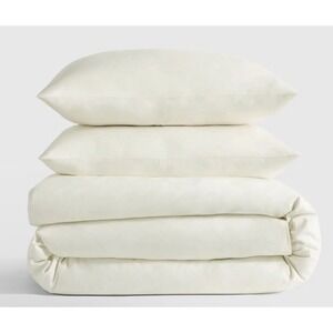 NWOT Quince King Cal King Duvet Set 2 Shams Organic Cotton Percale Ivory